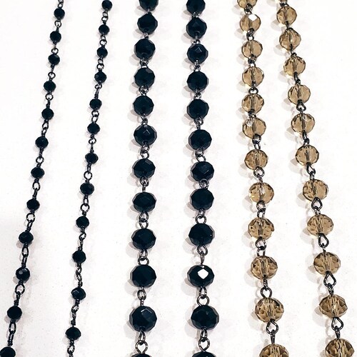 Dainty Black Crystal Bead Gold Double Layered Choker Necklace Etsy