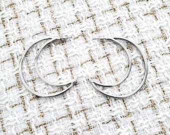 Crescent Moon Hoop Earrings Silver Or Gold Available