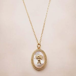 Angel Baby Button Charm White Pearl Shell Angelic Baby Cupid Gold