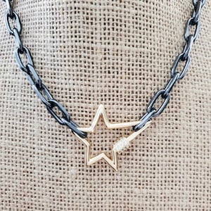 Star Lock Carabiner Necklace Paperclip Layering Chain Choker Lock Charm