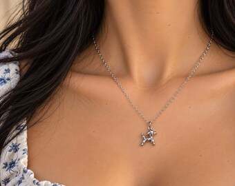 Poodle Charm Necklace Chain Silver or 18K Gold Plated Dog French Poodle