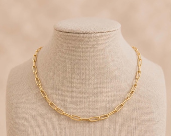 Gold Paperclip Chain Necklace Choker 18K Plated OBX 3 Three Sarah Cameron
