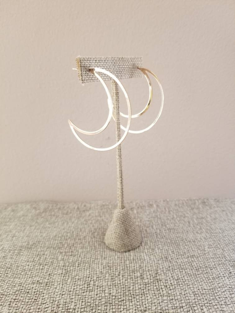Gold Crescent Moon Hoop Earrings Big Moon Hoops