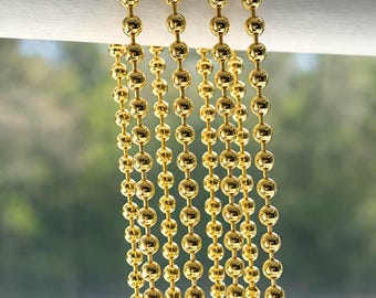 Gold Ball Bead 6mm Chain Necklace Metallic 18K Gold Plated Layering For Her