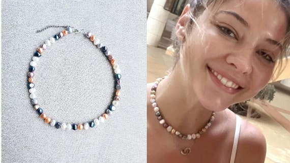 Colored Pearls Choker Necklace Outer 