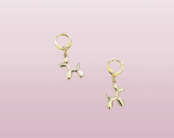 Puppy Dog Charm Hoop Earrings Cute Girls Balloon Doggy Toy Small Earring