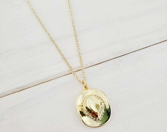 Cowboy Boot Hat Charm Necklace Chain Simple Minimal Cowgirl Disco Rodeo