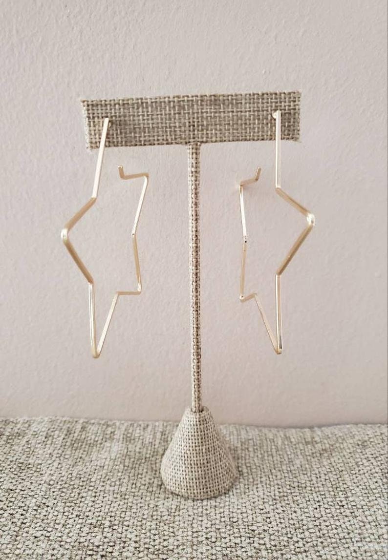 Star Shape Gold Wire Hoop Earrings Hoops Trendy Stainless Steel