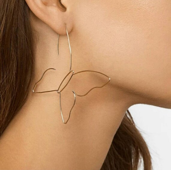 Butterfly shaped on sale hoop earrings