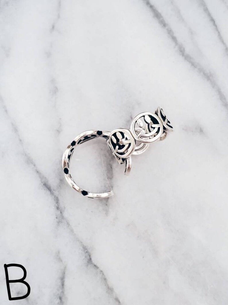 Smile Happy Face Rings Smiley Stainless Steel Adjustable