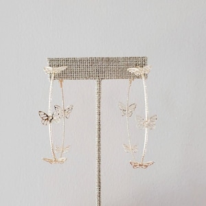 Butterfly Filigree Hoops Earrings Silver Multi Butterflies