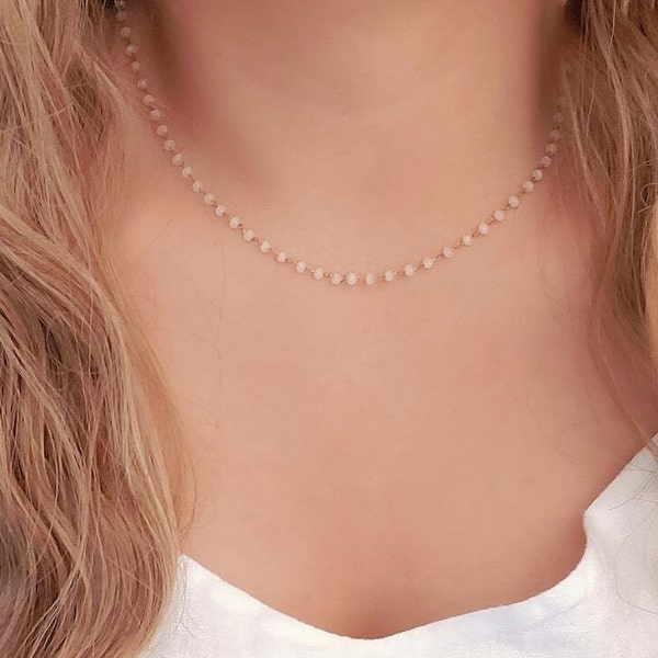 Tiny White Bead Choker Necklace Sarah Cameron Inspired OBX Jewelry