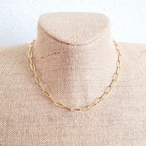 Gold Paperclip Chain Necklace Choker 18K Plated OBX 3 Three Sarah Cameron