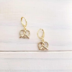 Gold Pretzel Earrings: 18K Plated Food Charms
