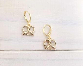 Gold Pretzel Earrings: 18K Plated Food Charms