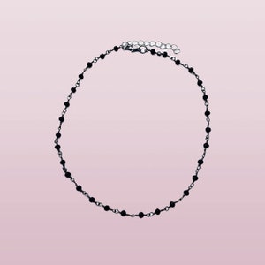 Black Bead Small Crystal Choker Necklace Rosary Chokers Gift For Her