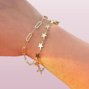 Dainty Silver Plated Star Chain Anklet Bracelet Gift For Her