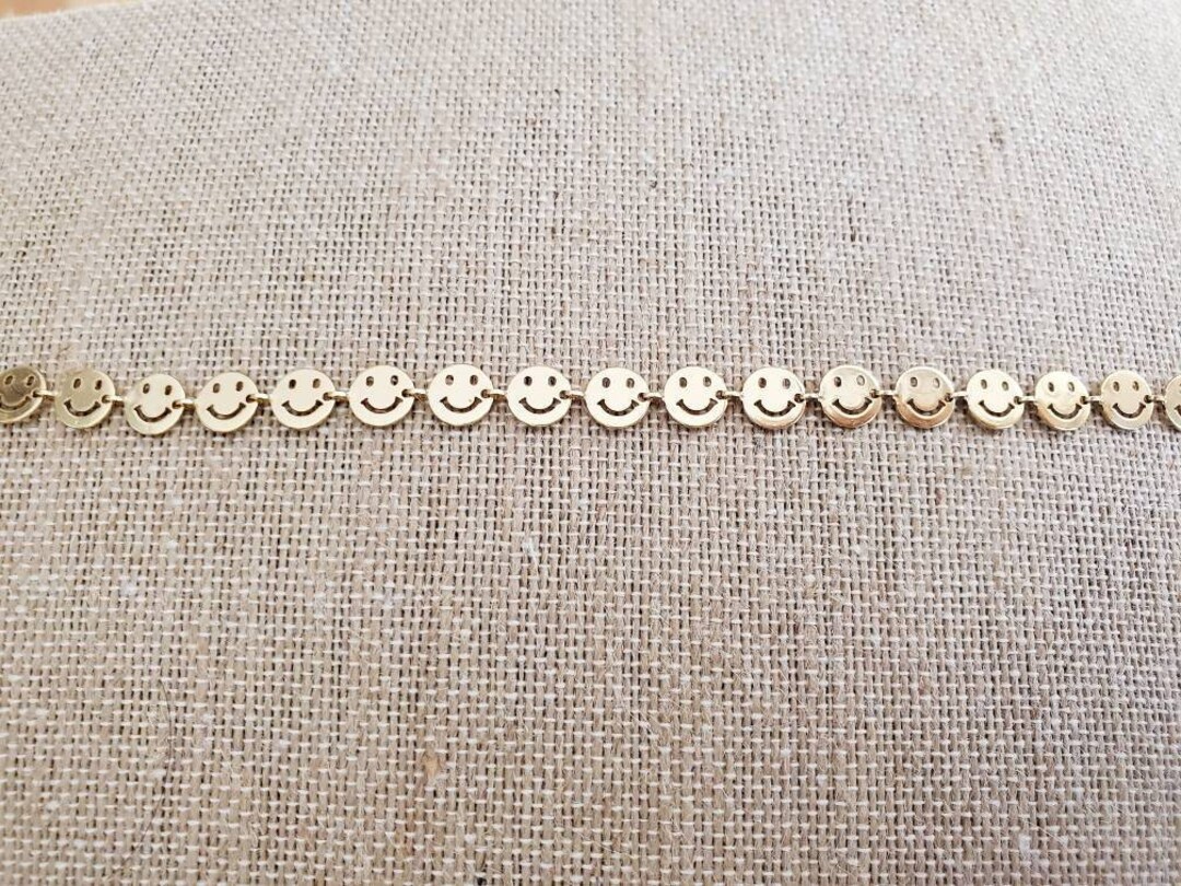 Happy Face Collier Plaqué Or Chaîne Smileys Emoji Smileys Etsy France