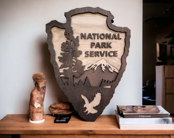 Laser Cut National Park Service Arrowhead Sign: Wilderness Decor