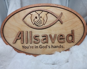 God's Hands CUT FILE - Religious sign, wall art, Christian, saved, In God's Hands, custom layered laser cut, Glowforge, SVG, laser cut file