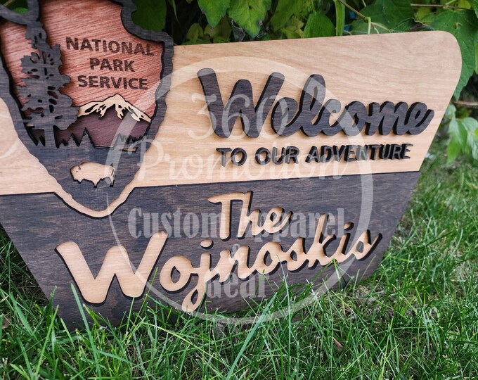 Original Designed National Park Family Sign, Wedding Gift, Outdoor