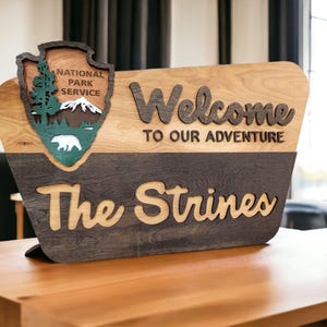Personalized National Park Welcome Sign: Custom Family Name, Hand Assembled