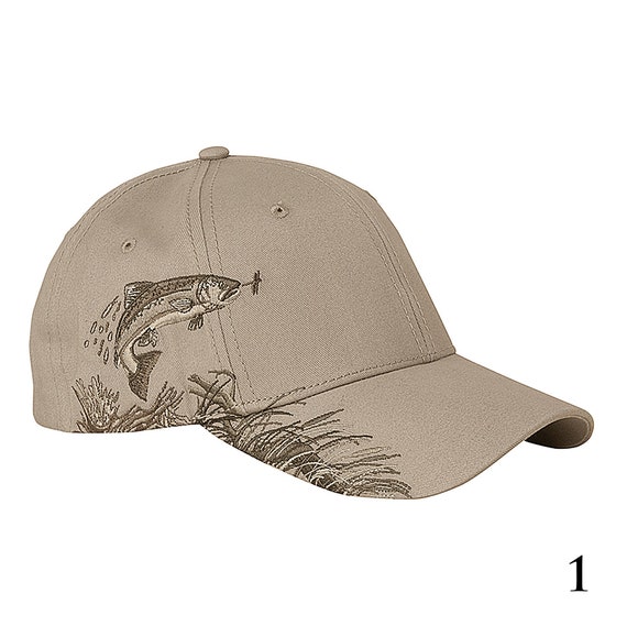 NEW! FISH BASS OUTDOOR SPORT FISHING BALL CAP HAT TAN