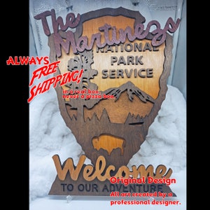 Punta de flecha del Servicio de Parques Nacionales - Signo de nombre de familia inspirado en NPS, corte láser en capas personalizado grabado con láser, al aire libre, entusiasta de la naturaleza