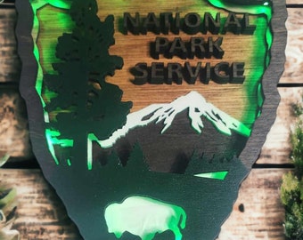 Lighted*** National Park Sign Arrowhead - NPS inspired sign, Anniversary, Engagement Announcement, laser cut, outdoor, wilderness enthusiast