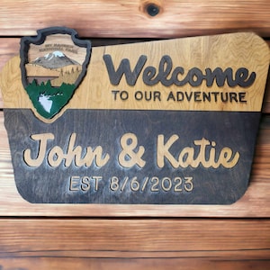Personalizado** Diseñado signo familiar del Parque Nacional, regalo de boda, entusiasta del aire libre, pared de viaje, signo familiar, presente, cumpleaños, aniversario