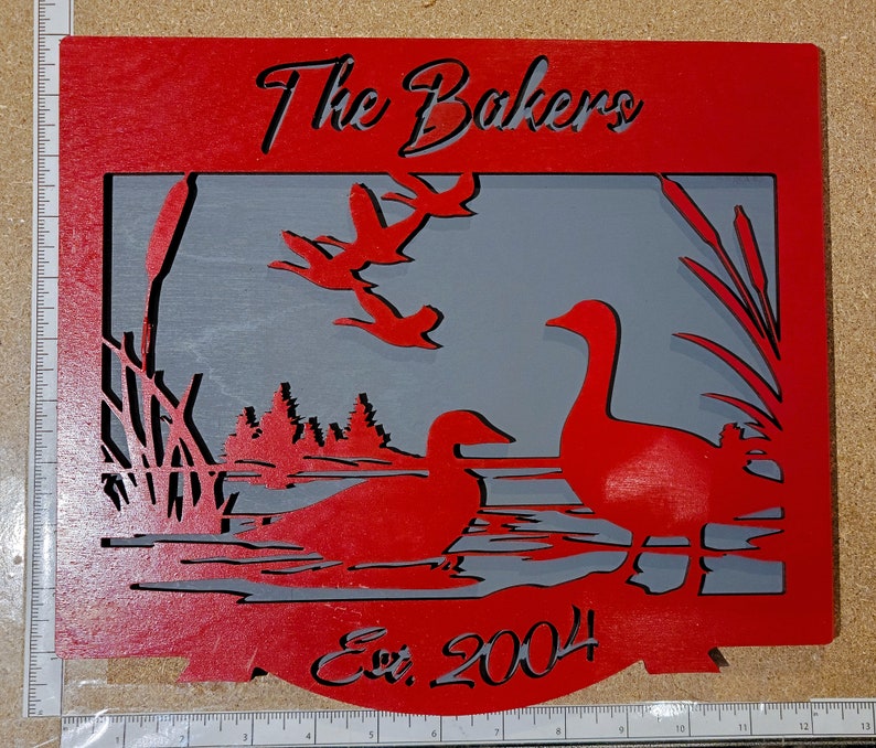 Outdoorsy Geese Family Name Sign CUT FILE nature scene, wildlife, custom, layered, laser cut, laser engraved, Glowforge, SVG image 7