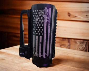 Manly Mug - tactical blacktical grunt life beer stein military law enforcement veteran 20 oz detachable carrying handle picatinny rail mug