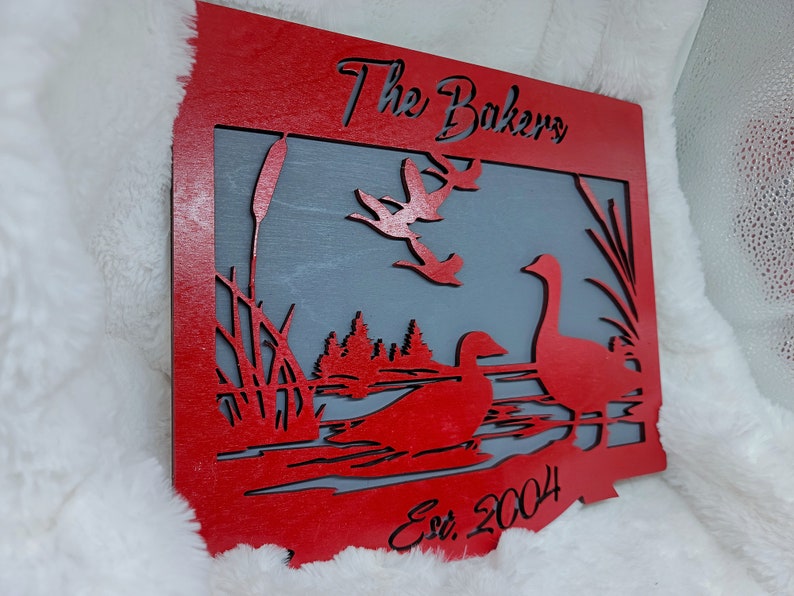 Outdoorsy Geese Family Name Sign CUT FILE nature scene, wildlife, custom, layered, laser cut, laser engraved, Glowforge, SVG image 5