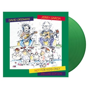 May include: A green vinyl record featuring the album "Not For Kids Only: Deluxe Edition." The album cover art depicts cartoon illustrations of David Grisman and Jerry Garcia playing instruments, with other cartoon figures below.