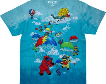 Grateful Dead Parachuting Bears Tie-Dye ~ Officially Licensed ~ 100% Heavyweight Cotton ~ Brand New!
