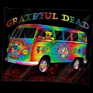 Grateful Dead Tie-Dye Bus Blanket ~ 50&quot; x 60&quot; ~ Officially Licensed ~ Brand New!
