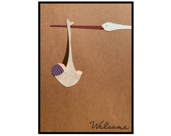 New Baby Card "Welcome",  Everyone knows babies come from storks, right?