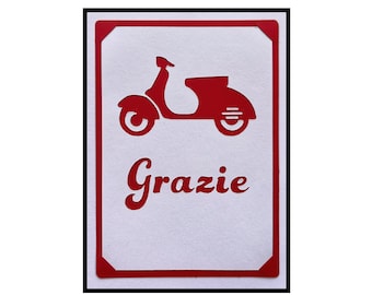 Thank You Card - Scooter Grazie, Be fancy - say Thanks, in Italian