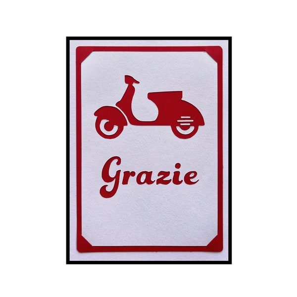 Thank You Card - Scooter Grazie, Be fancy - say Thanks, in Italian