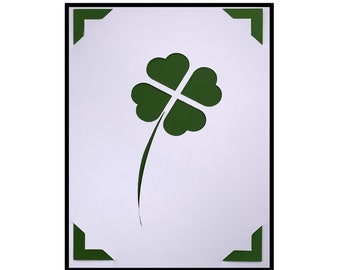St Patrick's Day - Lucky Four Leaf Clover Note Card