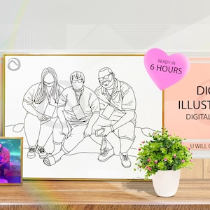 Custom Family Line Art Portrait: Minimalist Wall Decor (Digital Download)