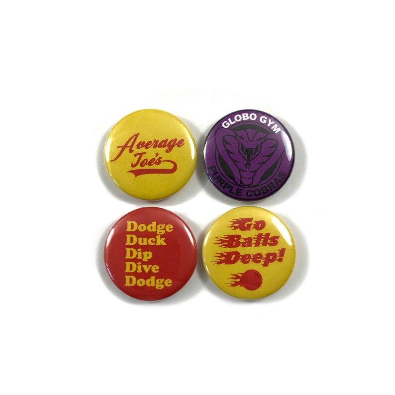 Dodgeball Movie Fan Art 4 pins pinback Button Set Etsy