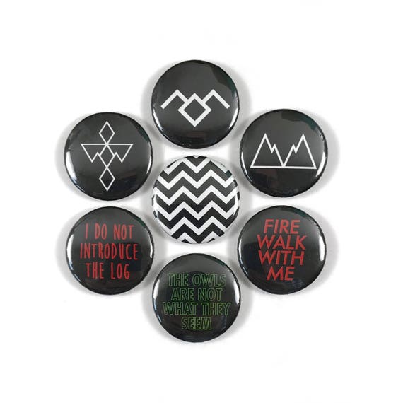 1.25/" Twin Peaks pin back button set of 6