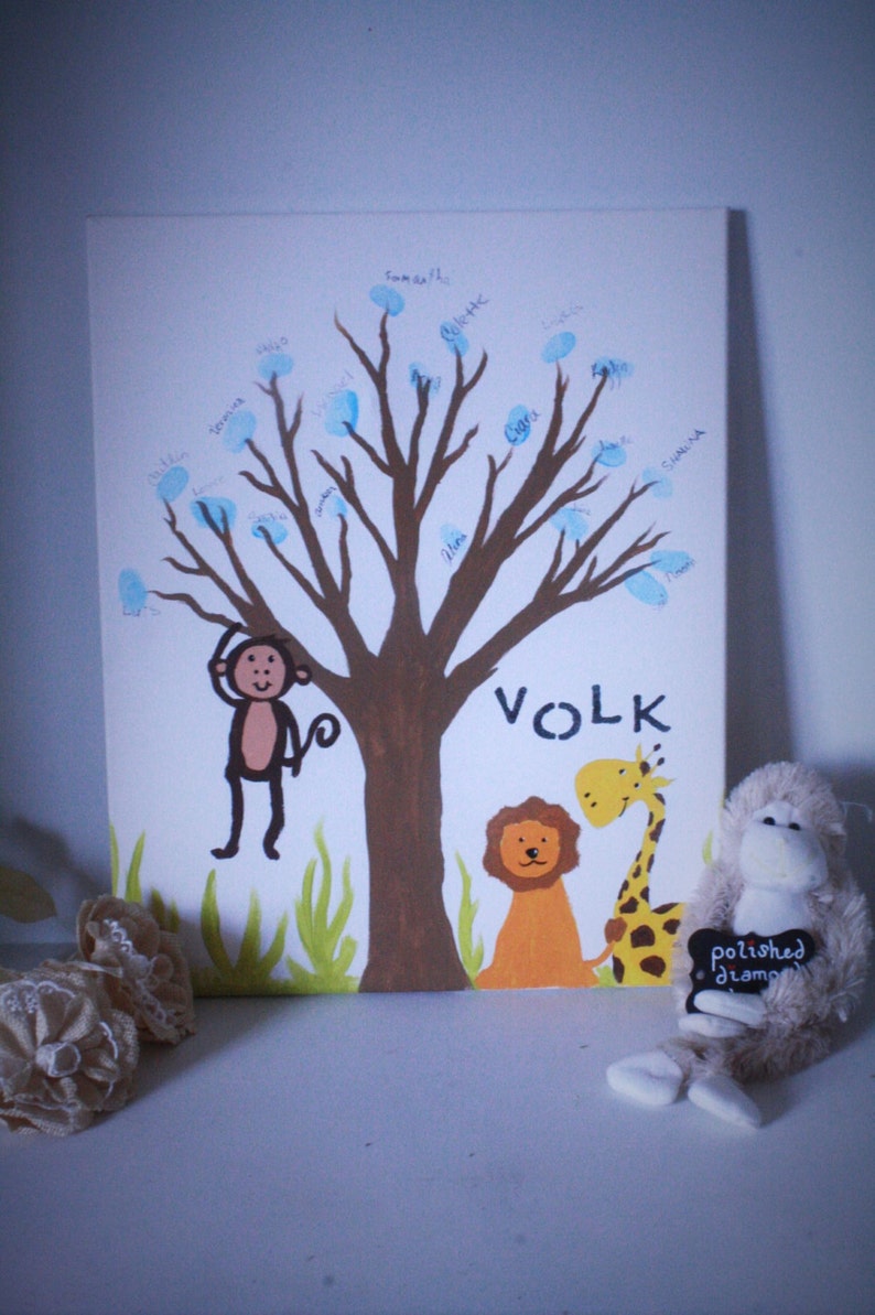 Baby Shower Guestbook Fingerprint Keepsake Nursery Decor Etsy