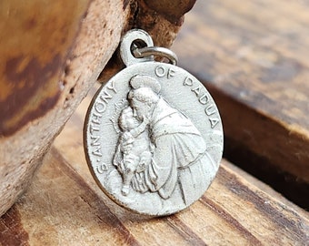 Vintage Saint St. Anthony Relic Pendant Catholic Religious Reliquary Necklace Medal