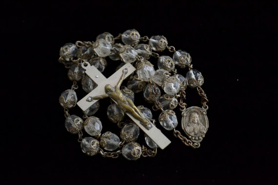 Vintage Antique Beautiful Rosary Faceted Glass Al… - image 1