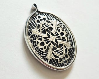 Victorian Sterling Miraculous Medal Pendant • Hidden Medal • Antique Catholic Filigree • 1890s Religious Jewelry • Rare Devotional Keepsake