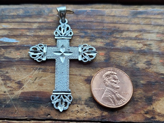Blue Topaz Gemstone 925 Sterling Silver Cross Vintage Chain Pendant /pg