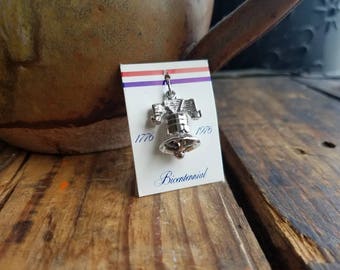 Vintage 1976 Sterling Silver Liberty Bell Charm Bicentennial Philadelphia Souvenir Never Used in Original Package
