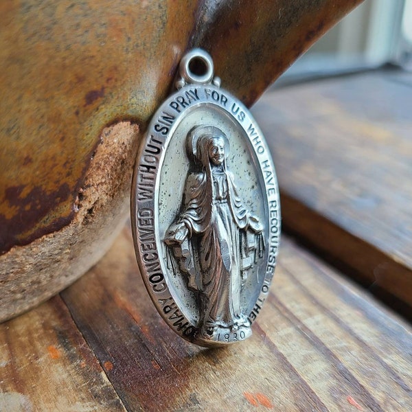 Westmon Works Miraculous Medal And Holy Card Set Italian Medallion In A...
